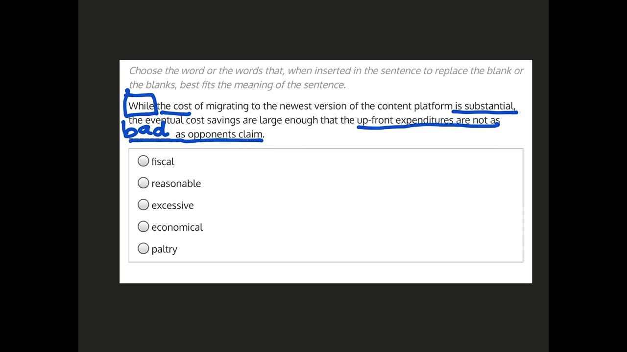 Sentence Completion Practice Question 1 2
