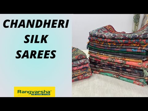 Rangvarsha party wear digital printed chandheri silk sarees,...