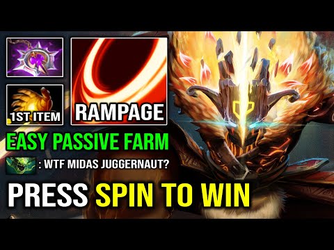 WTF Spin to Win 1st ITEM Midas Saiyan Juggernaut EZ Passive Farm with Nullifier Rampage Dota 2