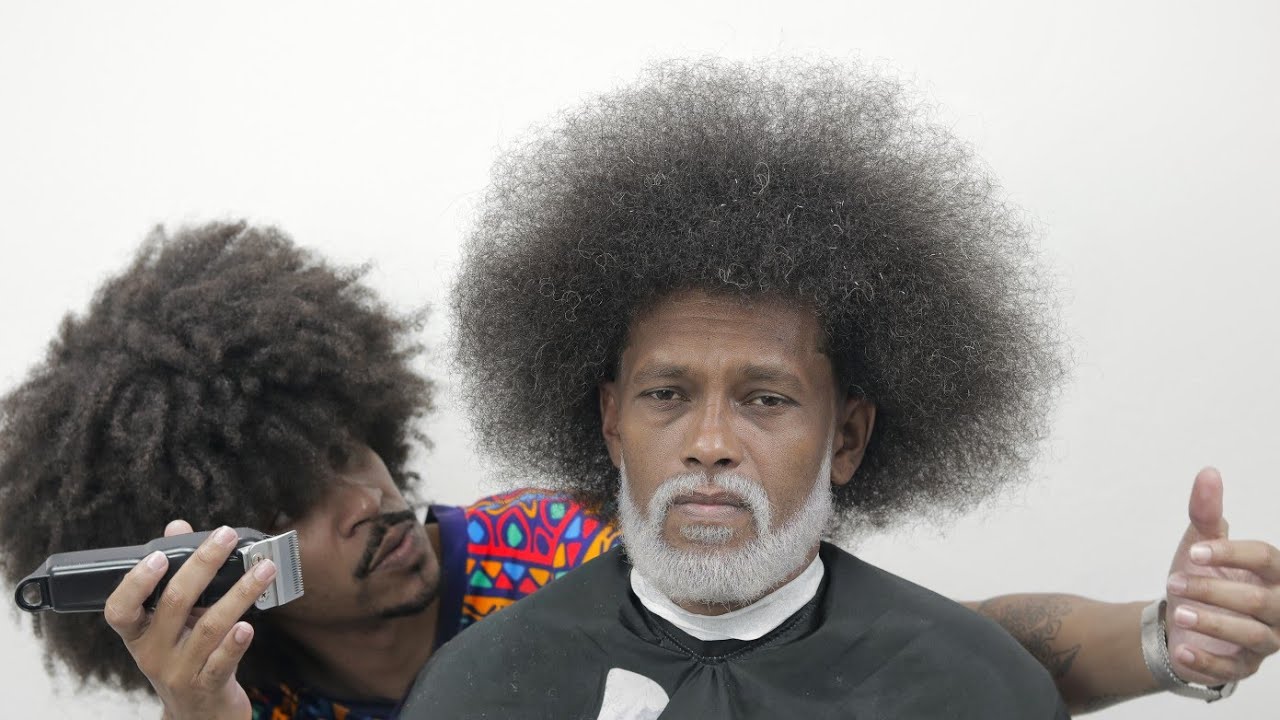 !! MUST WATCH BLACK POWER HAIRCUT 🔥 corte afro gigante
