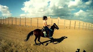 Egypt Pyramids - Horseback Riding - Jessar Nygard galloping through the desert