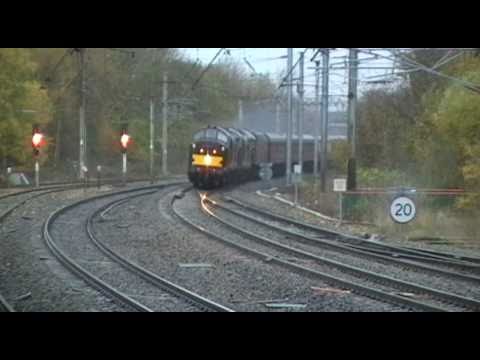 37685/37676/47804 5Z58 Carnforth steamtown - Crewe down refuge sidings DRS through Lancaster 5/11/10