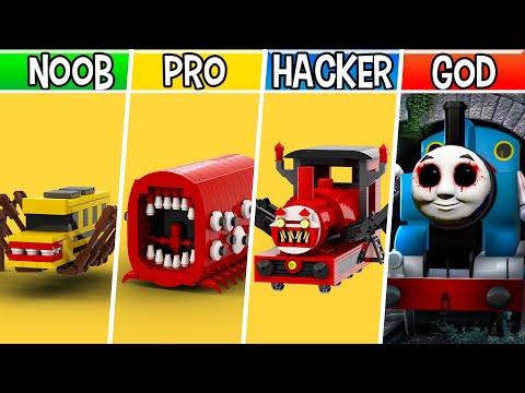 LEGO CURSED THOMAS EXE vs CHOO CHOO CHARLES vs BUS EATER vs TRAIN EATER : Noob, Pro and Hacker Build