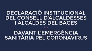 Declaració institucional del Consell d'Alcaldesses i Alcaldes del Bages | Coronavirus SARS-CoV-2