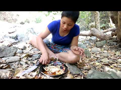 Finding mushroom In the jungle & Fried on clay for food - Fried mushroom eatin delicious#4 Video