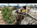 Nicely Landfill Task! Dump Truck Unload Stone into Deep Flood Land with Shantui DH17C3 Dozer Pushing