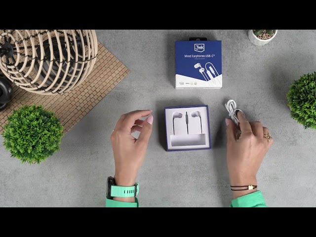 Auriculaires 3MK Wired USB-C filaires avec micro, télécommande et contrôle du volume Blancs video