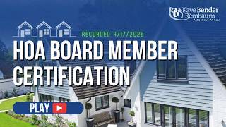 HOA Board Member Certification | Recorded April 17, 2026