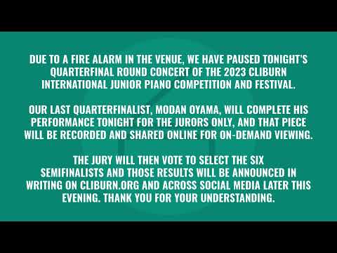 Quarterfinal Round Concert 4 – 2023 Cliburn International Junior Piano Competition and Festival