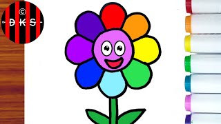 HOW TO DRAW CUTE FLOWER | EASY DRAWING FOR BEGINNERS | DKS CARTOON