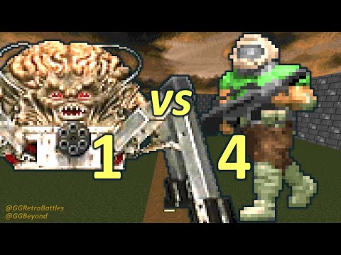 Spider Mastermind vs 4 Doomguys - Doom Co-op Simulation - Doom Retro Battles