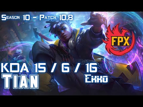 FPX Tian EKKO vs GRAVES Jungle - Patch 10.8 KR Ranked