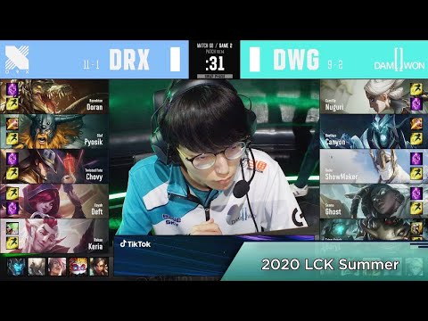 DRX (Chovy Twisted Fate) VS DWG (ShowMaker Galio) Game 2 Highlights  |  2020 LCK Summer W7D1 |