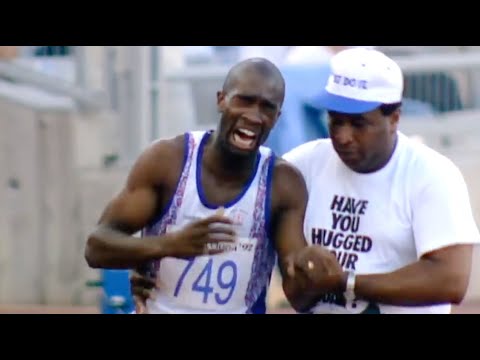 Derek Redmond and Dad Finish the 400m Semi-final at the 1992 Barcelona Olympics