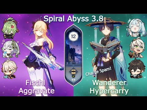 C6 Fischl Aggravate x C0 Wanderer Hypercarry - Spiral Abyss 3.8 | Floor 12 9 Stars | Genshin Impact