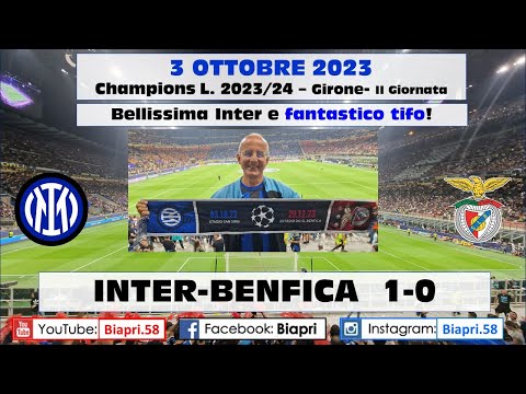 3.10.2023 INTER-BENFICA 1-0 **BELLISSIMA INTER. FANTASTICO TIFO** (Video Biapri)