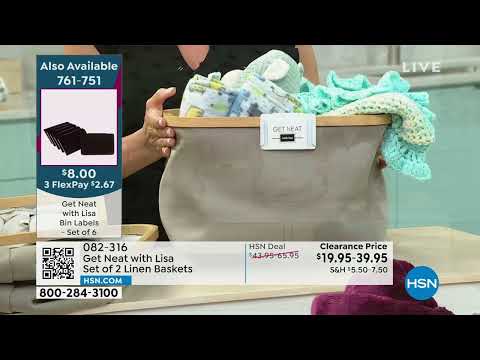 Get Neat with Lisa Set of 2 Linen Baskets  Small