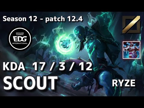 【KRサーバー/M1】EDG Scout ライズ(Ryze) VS アーリ(Ahri) MID - Patch12.4 KR Ranked【LoL】