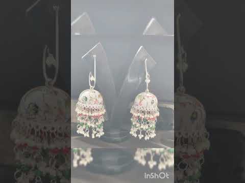 Hand-Painted Floral Meenakari  Jhumka Earrings with Colorful Beaded Tassels