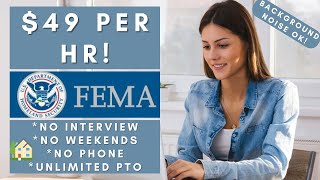 FEMA is Hiring Remote! No Interview No Phone No Weekends | Remote Work From Home Jobs 2024