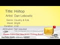 New Free Music 2018 Hiiltop Dan Lebowitz Country Folk Bright YouTube Audio Library BGM