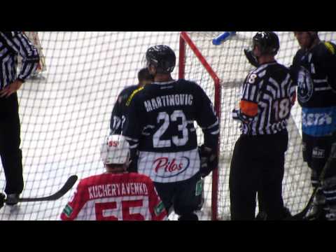 KHL Medvescak vs Vityaz - fight after end of the game 25.11.2014.