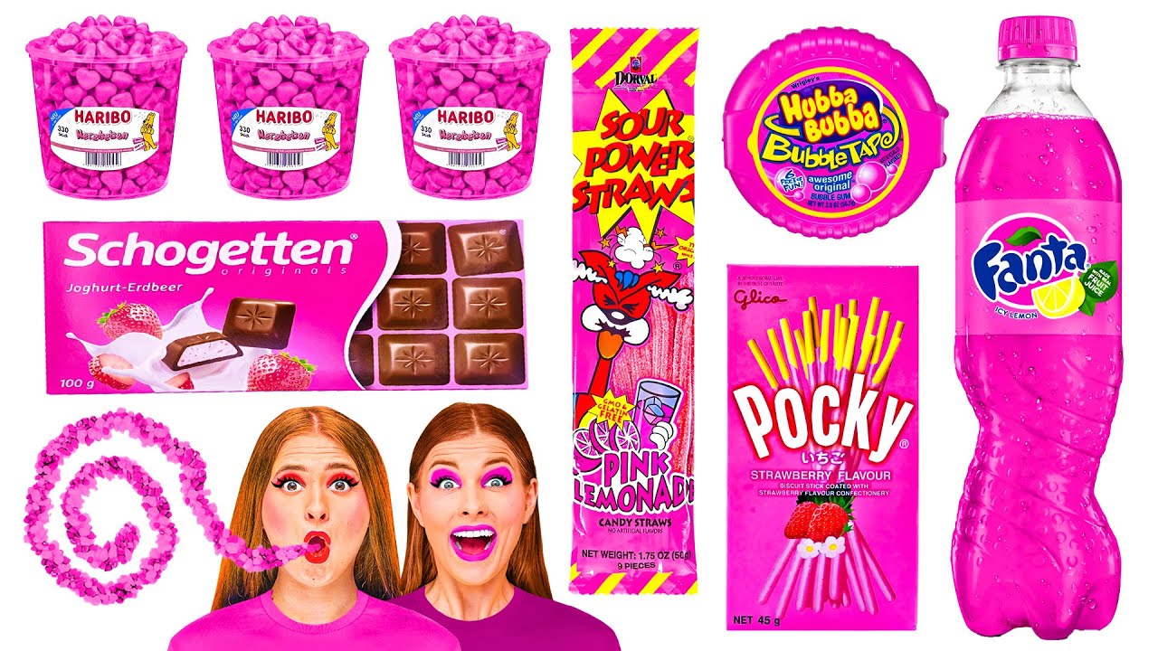 ピンクの食べ物だけを24時間食べるチャレンジ BaRaFun Gold Challenge