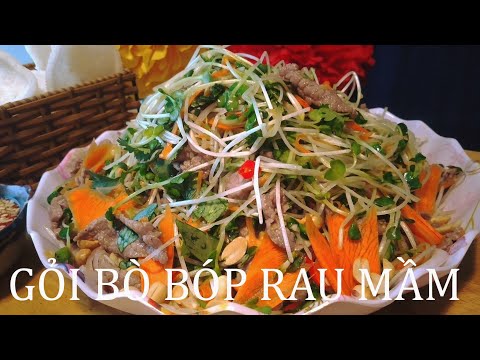 CÁCH LÀM GỎI BÒ BÓP THẤU RAU MẦM _Gỏi Bò Rau Mầm Giòn Ngon đãi tiệc