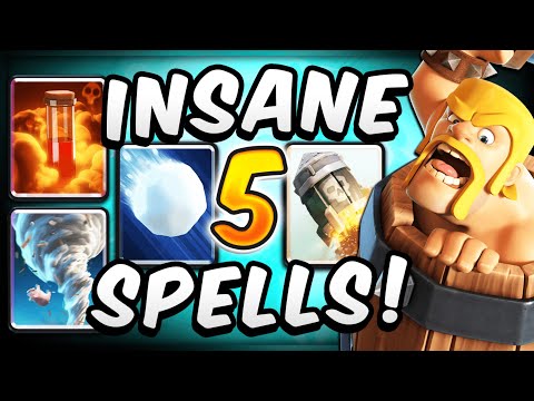NO ONE EXPECTS THIS! CRAZY 5 SPELL DECK! — Clash Royale