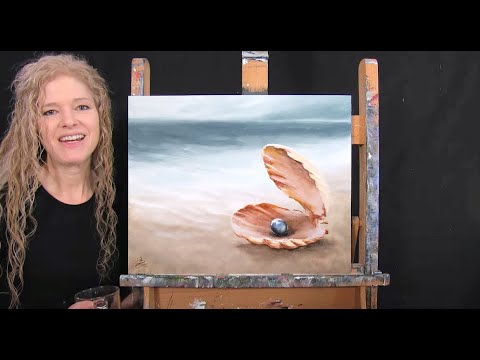 Learn How to Paint "BEACH PEARL" with Acrylic - Paint and Sip at Home - Step by Step Seascape Lesson