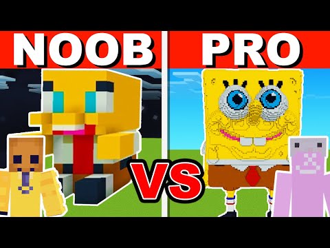 SPONGEBOB Minecraft NOOB vs PRO: HOUSE BUILD CHALLENGE