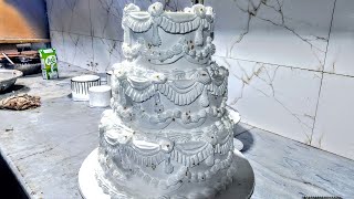 3 steps cake designs White 🤍 + golden very beautiful cake decorations #cake