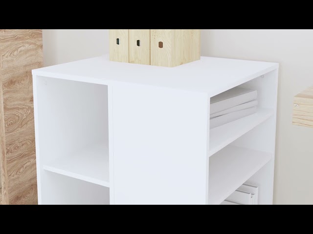 Video Teaser für 808458 vidaXL Rolling Cabinet White 60x53x72 cm Engineered Wood