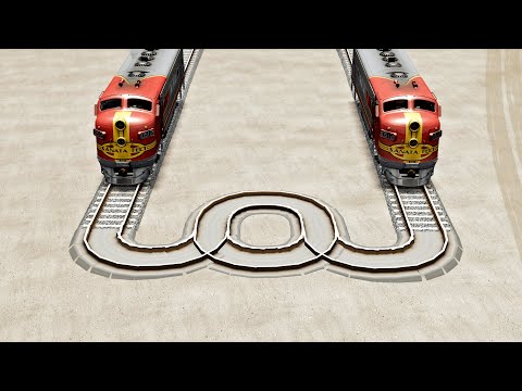 Trains vs Round Crossroad – BeamNG.Drive