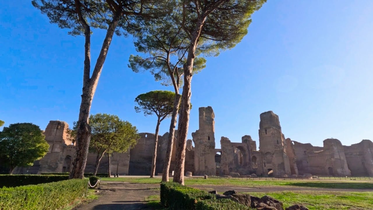 Embark on a captivating walking tour of the historic Baths of Caracalla.