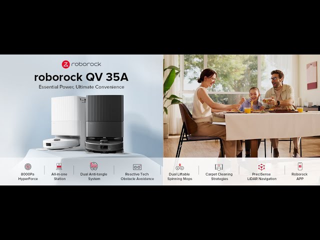 Robot Aspirapolvere e Lavapavimenti Roborock QV 35A Autosvuotamento Navigazione LiDAR 8.000 Pa Controllo App e Voce video