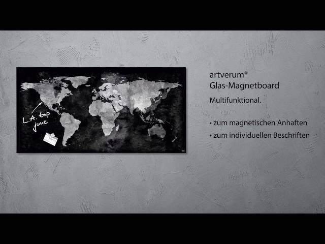 Glas-Magnetboard artverum® 91 x 46 cm Design World-Map - GL270