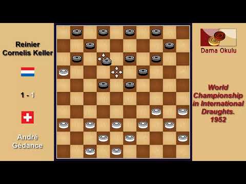 André Gédance (SUI) - Reinier Cornelis Keller (NLD). Draughts World Championship. 1952.
