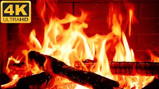 Nightime Fireplace in 4K Ultra HD | Crackling Fire Sounds 10 Hours | Cozy Fireplace Ambience