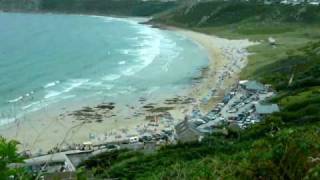 preview picture of video 'Swimming and Surfing, Sennen Cove Beach Cornwall Summer 2010'