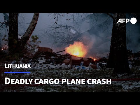 Scene after deadly cargo plane crash in Lithuania | AFP