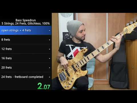 Davie504 #Bassspeedrun Challenge WORLD RECORD | 11.46 | 100% Glitchless (5 Strings 24 Frets)