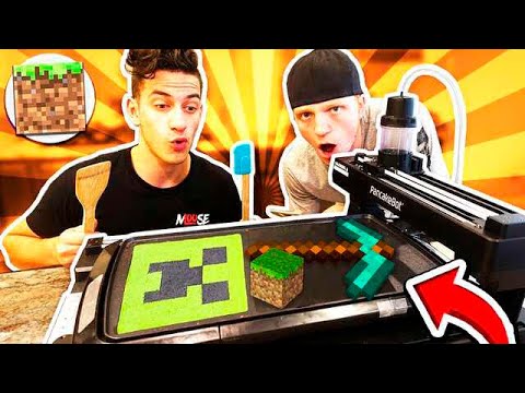 MAKING MINECRAFT BROWNIE PANCAKES WITH PANCAKE ROBOT!