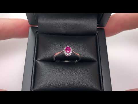 LFY1819: Ruby & Diamond Oval Ring 0.36ct, 9k White Gold