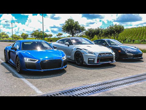Audi R8 V10 plus vs Nissan GT-R Nismo vs Porsche 911 Turbo S | Forza Horizon 5