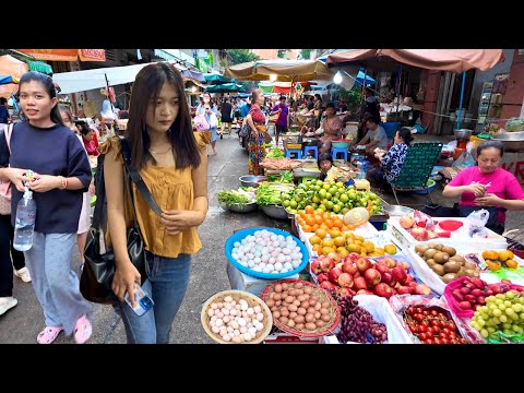 Cambodian STREET FOOD Tour 2025 - Hidden Walking Tour at Orussey Food Market in Phnom Penh City