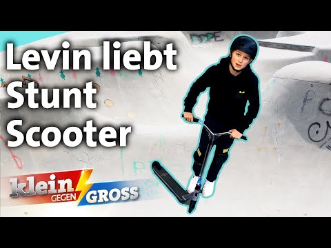 Levin (12) shows off his scooter tricks at the skate park | Little vs. Big