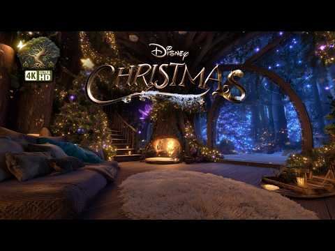 🎄Magical Christmas Tree House • Fireplace & Snow • Disney Music