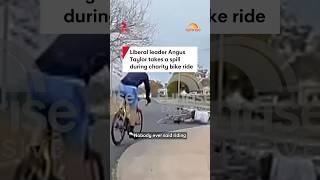 Liberal leader Angus Taylor takes a spill during charity bike ride