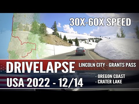 Drivelapse USA 2022 12/14 - Lincoln City - Grants Pass - 60 fps HDR - 4k - 30x-60x speed